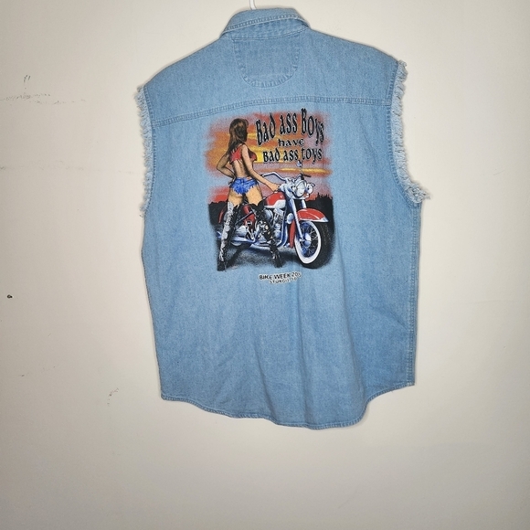 V Twin Vest Graphic Denim Button Front Vest Bike Week Sturgis 2005 - Picture 3 of 6